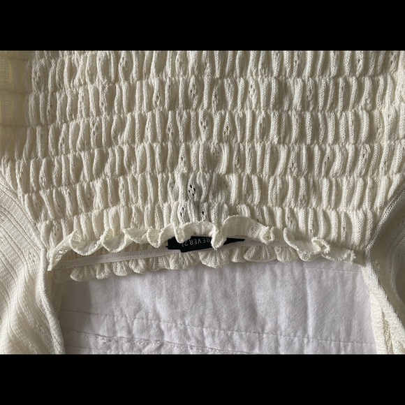 This is a white ruffled and detailed crop top - Picture 5 of 7